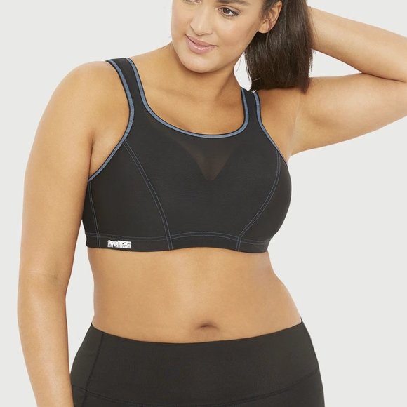 Glamorise 48D High-Impact CAMI SPORT Bra Wicks-U-Dry BOUNCE-CONTROL Black NEW - Picture 5 of 10